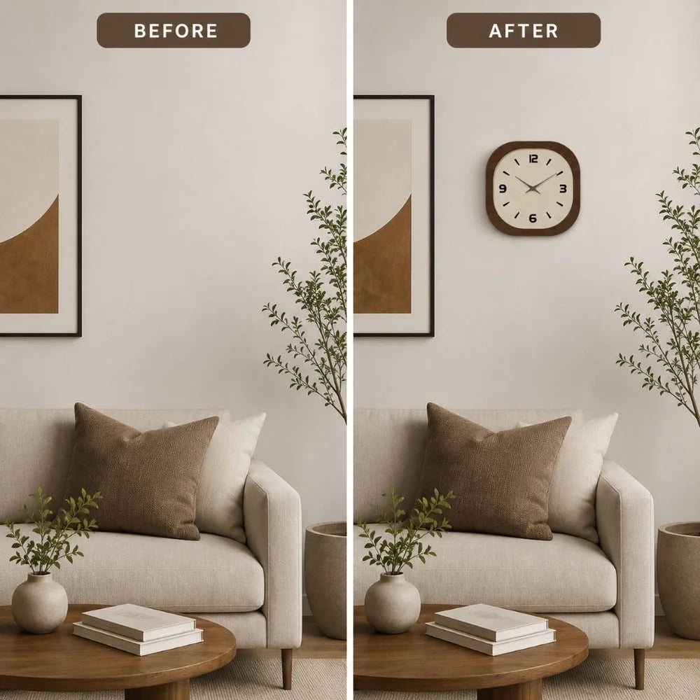 French vintage wooden style wall clock - large minimalist – view 5