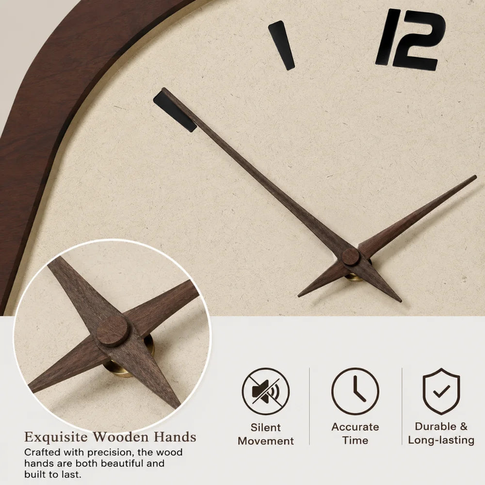 French vintage wooden style wall clock - large minimalist – view 8