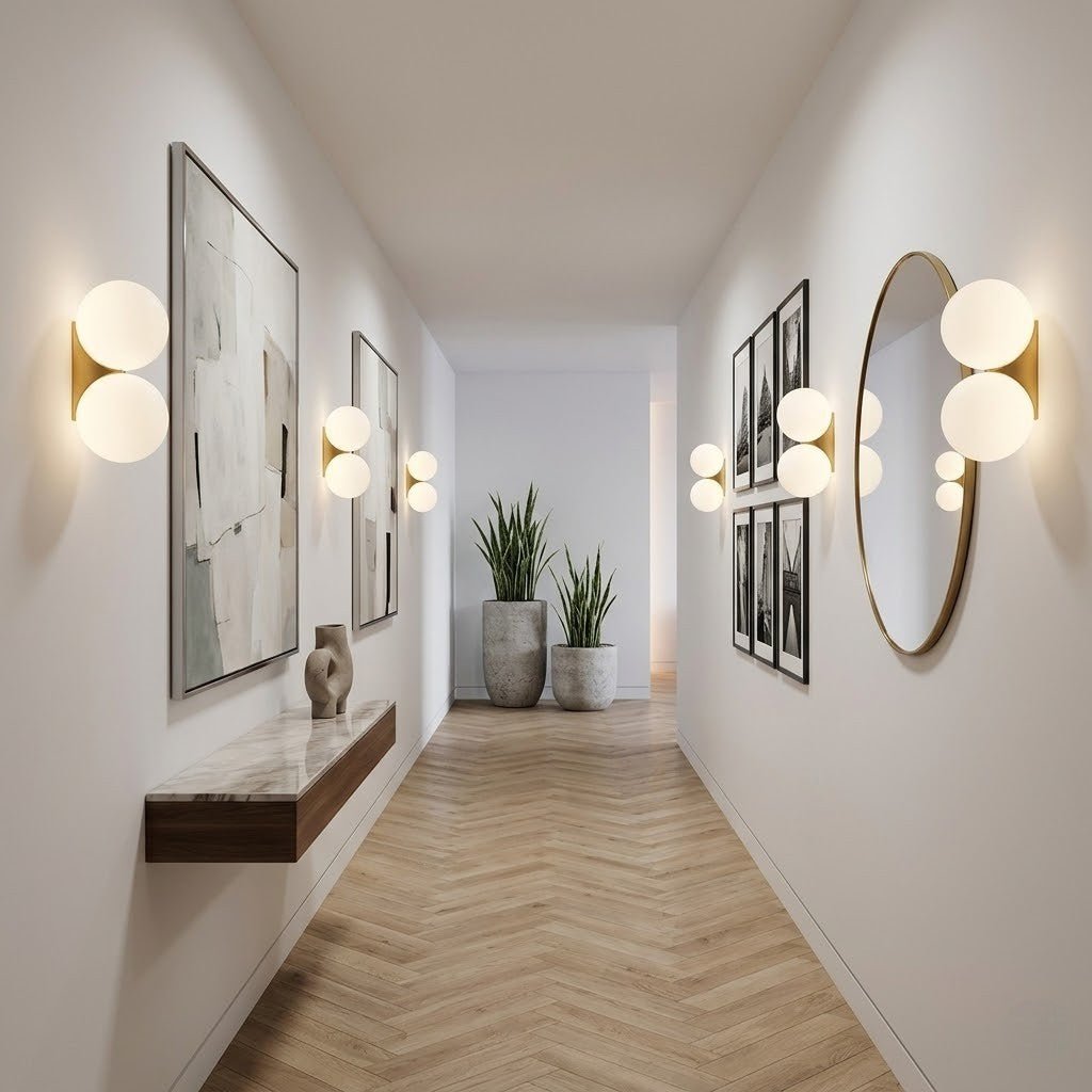 Frosted Glass Ball Wall Light - Japandi Minimalist LED Sconce - Lattea Global
