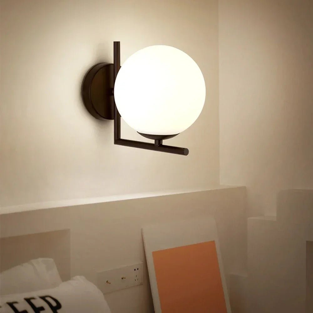 Glass Orb Wall Sconce with Metal Frame - Lattea Global