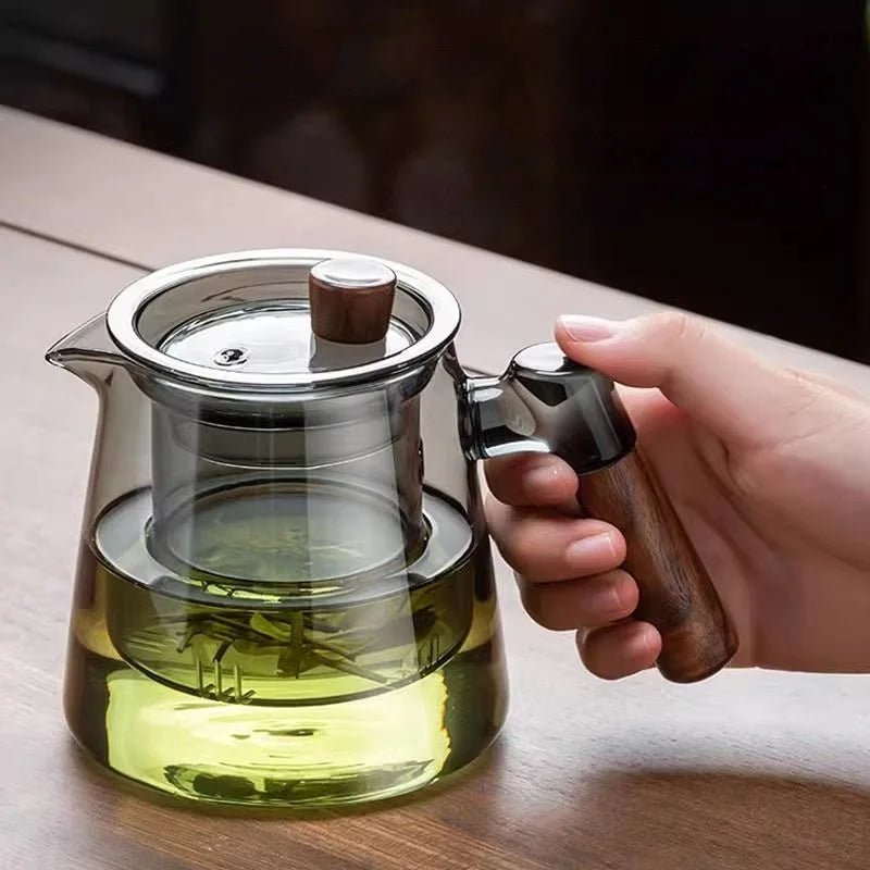 Glass Teapot with Infuser - 600 ml with Wooden Handle - Lattea Global