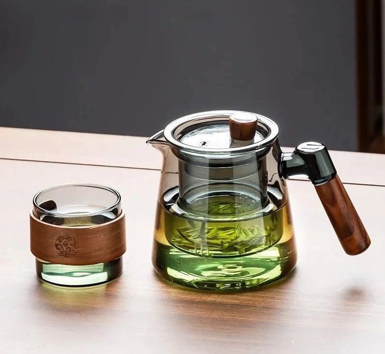 Glass Teapot with Infuser - 600 ml with Wooden Handle - Lattea Global