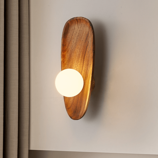 Globe Wall Light with Solid Wood Base - Lattea Global