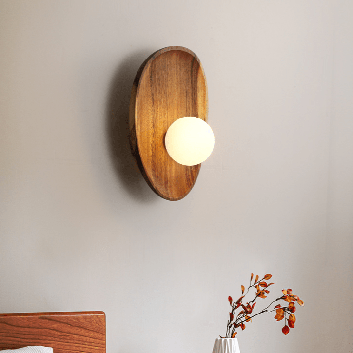 Globe Wall Light with Solid Wood Base - Lattea Global