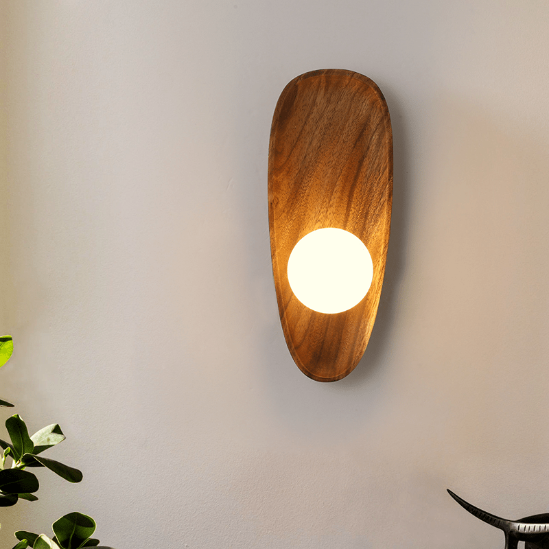 Globe Wall Light with Solid Wood Base - Lattea Global