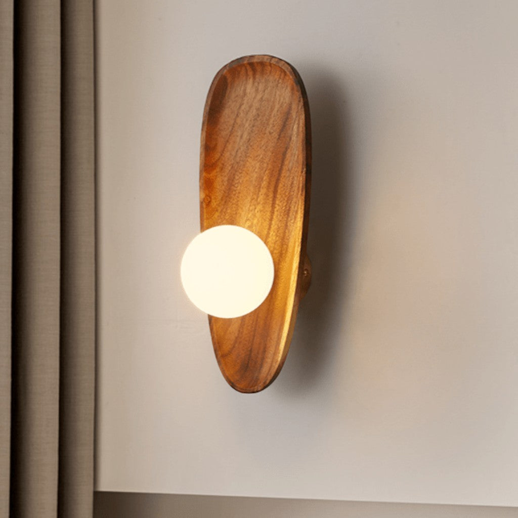 Globe Wall Light with Solid Wood Base
