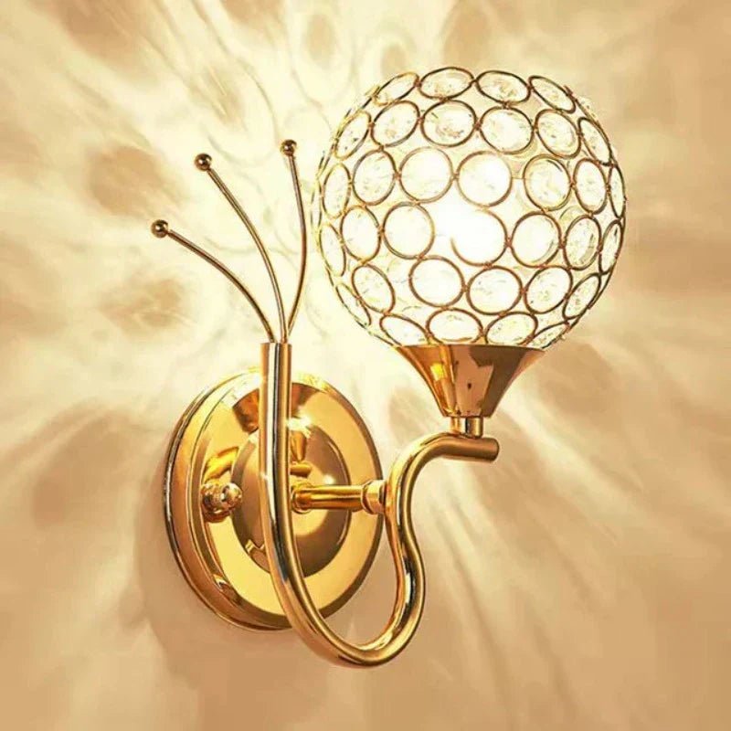 Gold Crystal LED Wall Sconce with Globe Shade - Lattea Global
