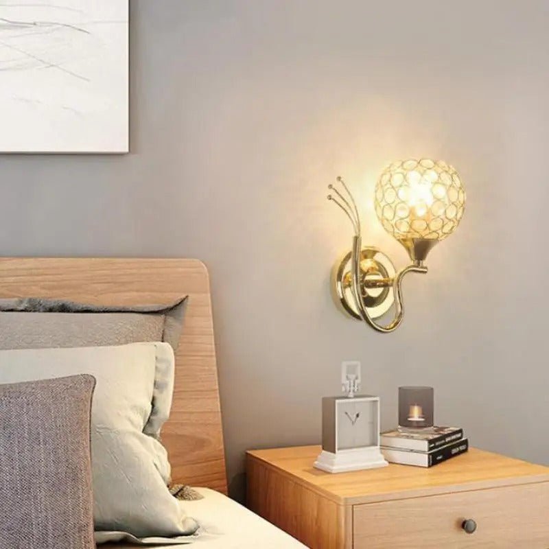 Gold Crystal LED Wall Sconce with Globe Shade - Lattea Global