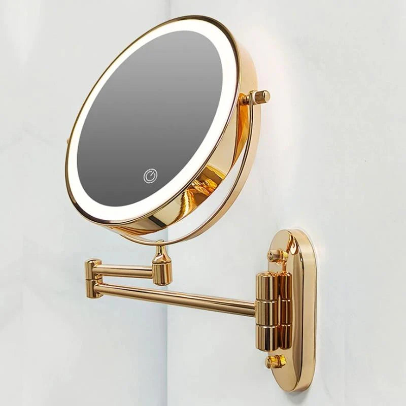 Gold LED Magnifying Mirror – Rechargeable Perfect for Makeup & Bathroom