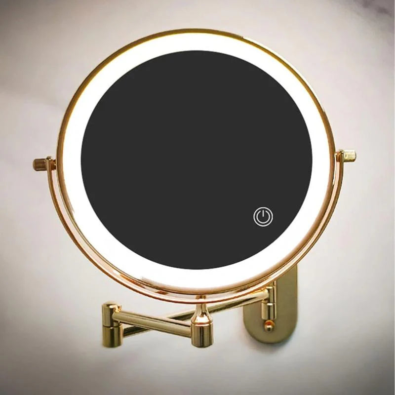 Gold LED Magnifying Mirror – Rechargeable Perfect for Makeup & Bathroom