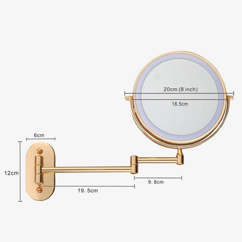 Gold LED Magnifying Mirror – Rechargeable Perfect for Makeup & Bathroom