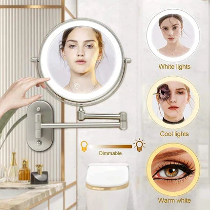 Gold LED Magnifying Mirror – Rechargeable Perfect for Makeup & Bathroom