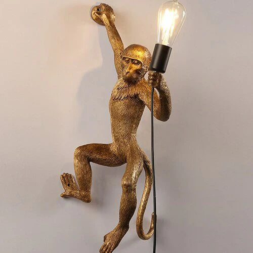 Gold Monkey Lamp Holder with Filament Bulb