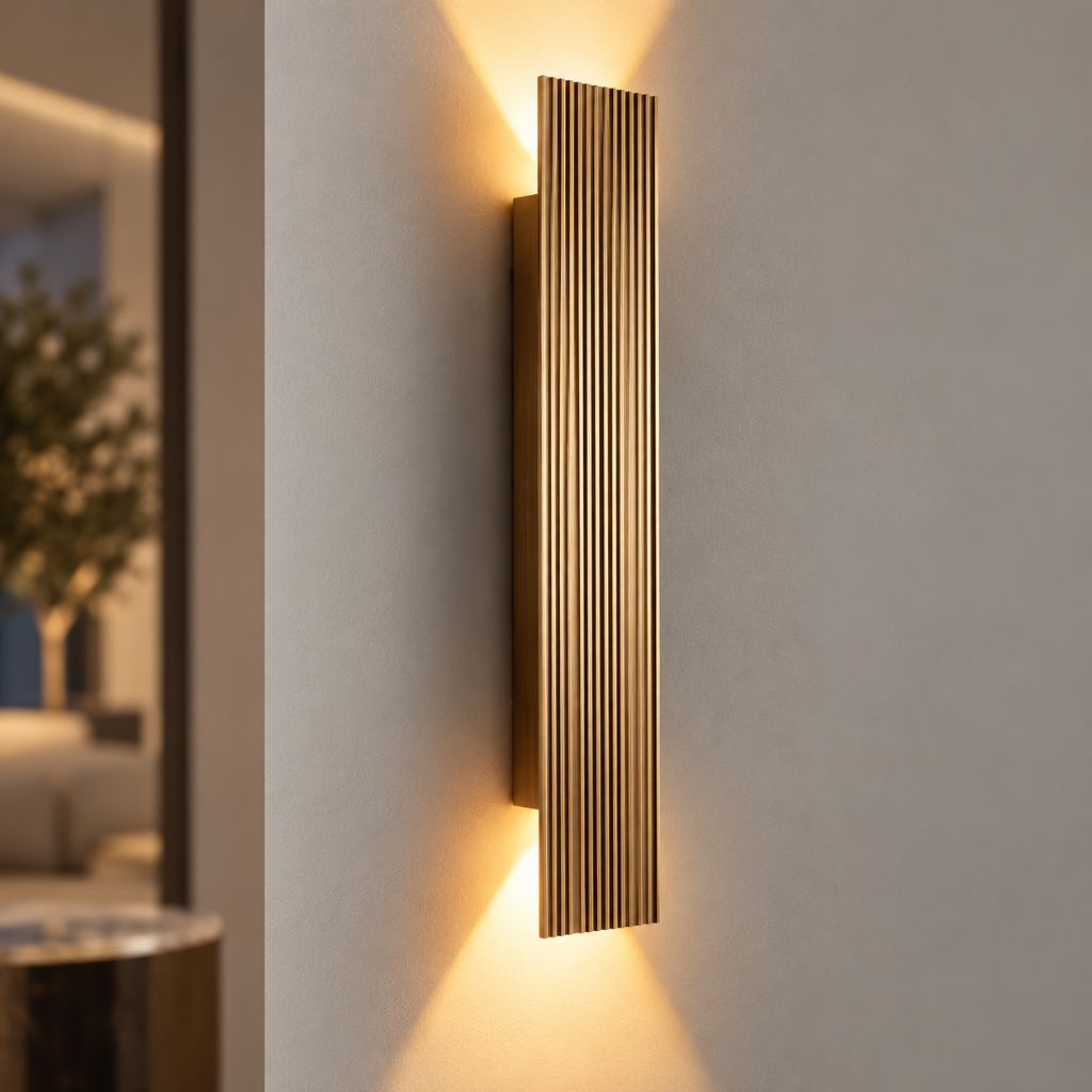 Gold Rectangular Up & Down LED Outdoor Wall Light IP65