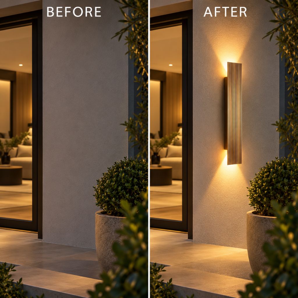 Gold Rectangular Up & Down LED Outdoor Wall Light IP65