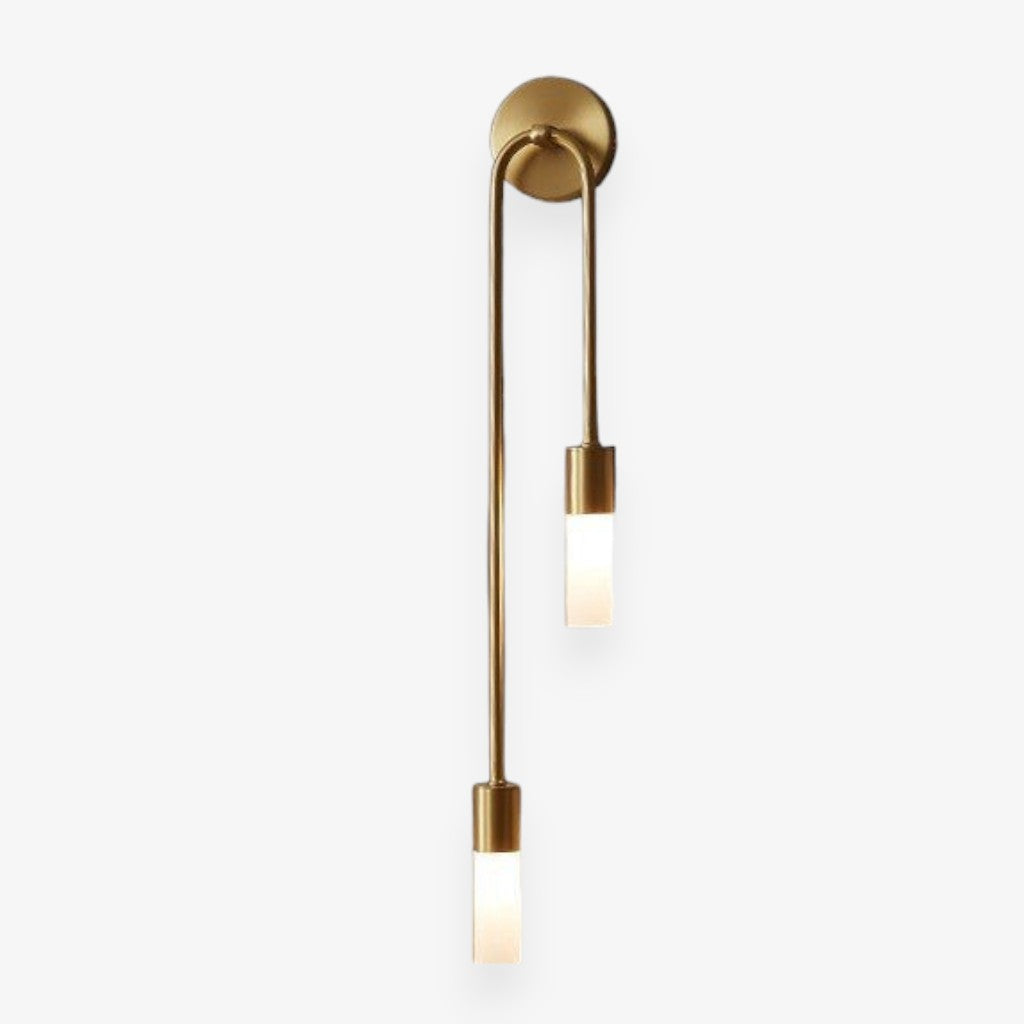 Gold Wall Sconce with Double Frosted Glass Cylinders