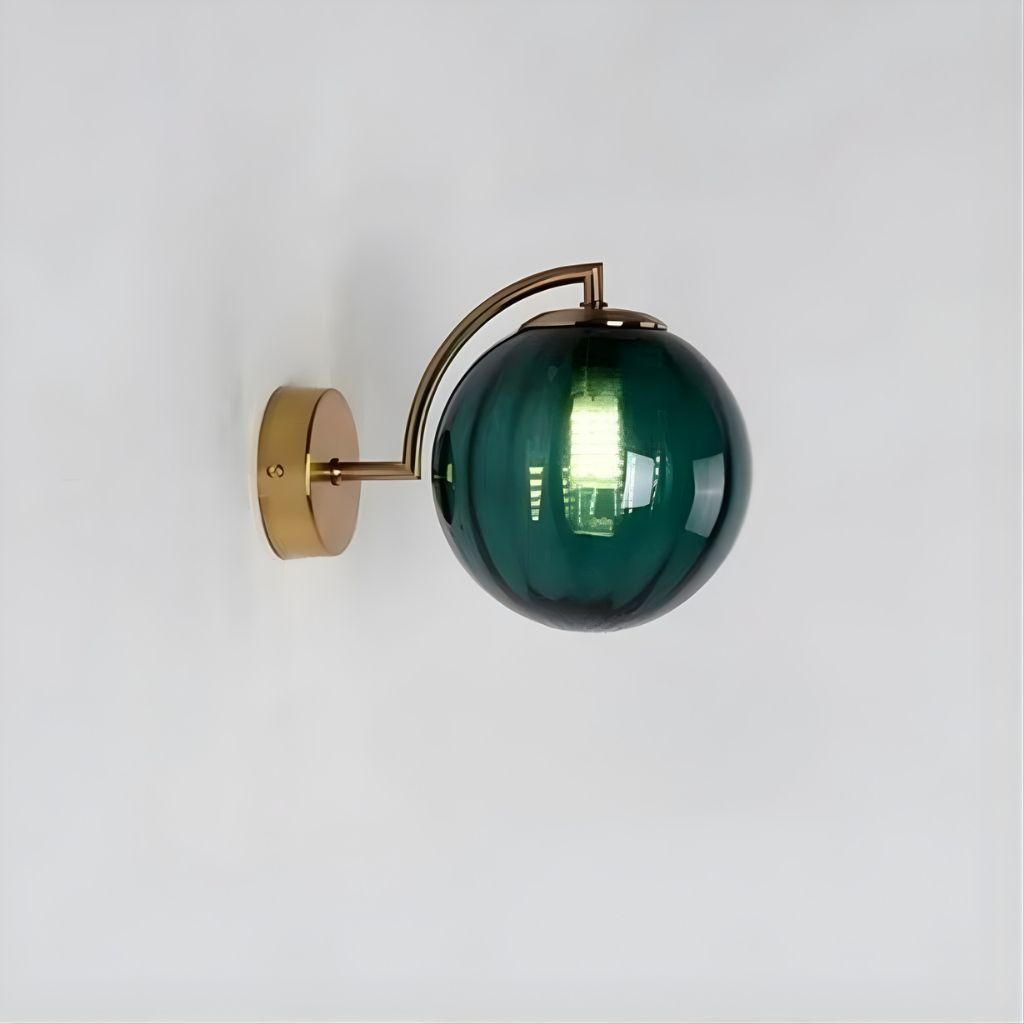 Gold Wall Sconce with Ribbed Glass Globe