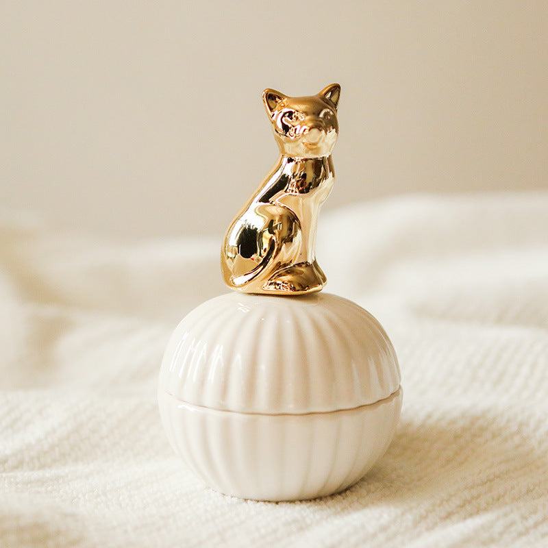 Golden Animal Figurine Jewelry Storage Jar