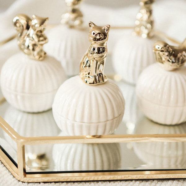 Golden Animal Figurine Jewelry Storage Jar