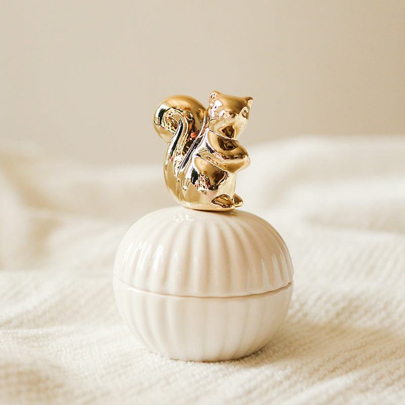 Golden Animal Figurine Jewelry Storage Jar