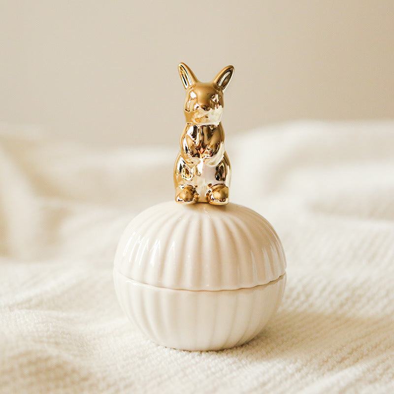 Golden Animal Figurine Jewelry Storage Jar