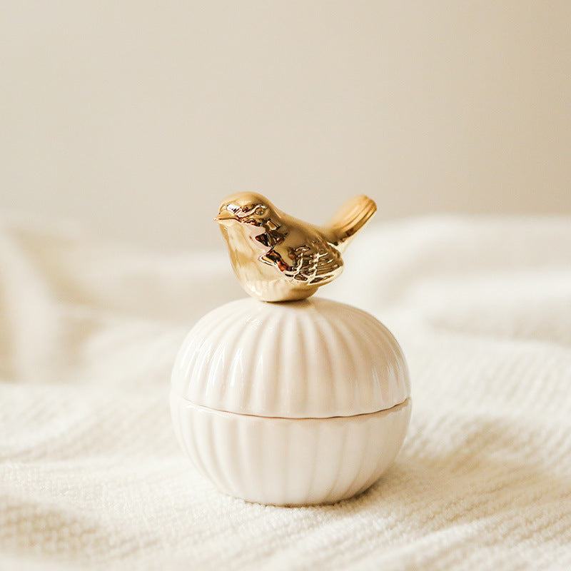 Golden Animal Figurine Jewelry Storage Jar