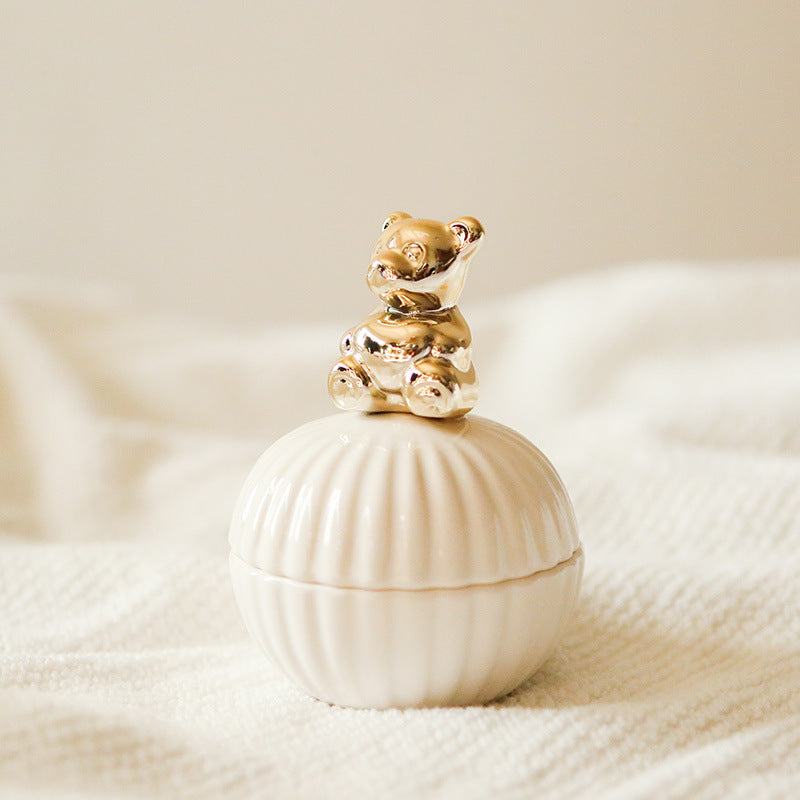 Golden Animal Figurine Jewelry Storage Jar