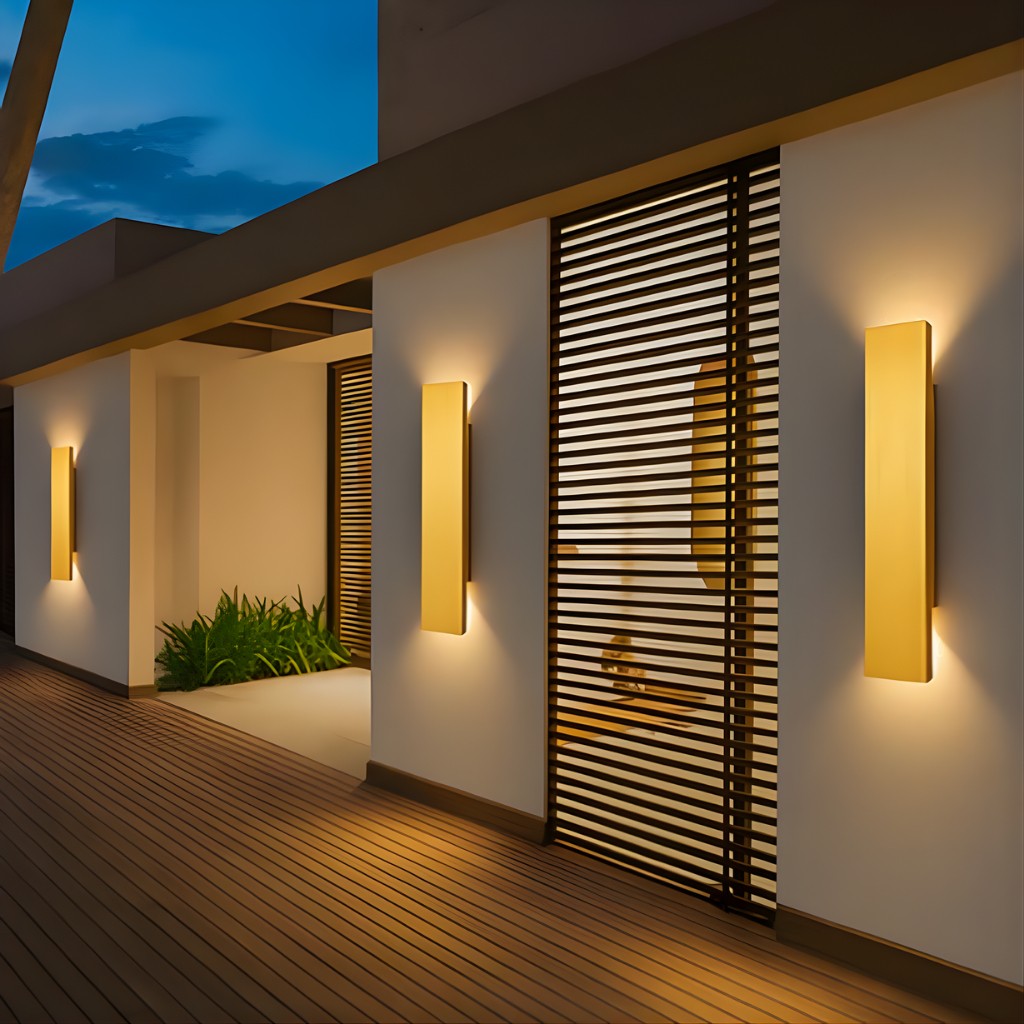 Golden Weatherproof LED Wall Lights - Outdoor Style and Durability