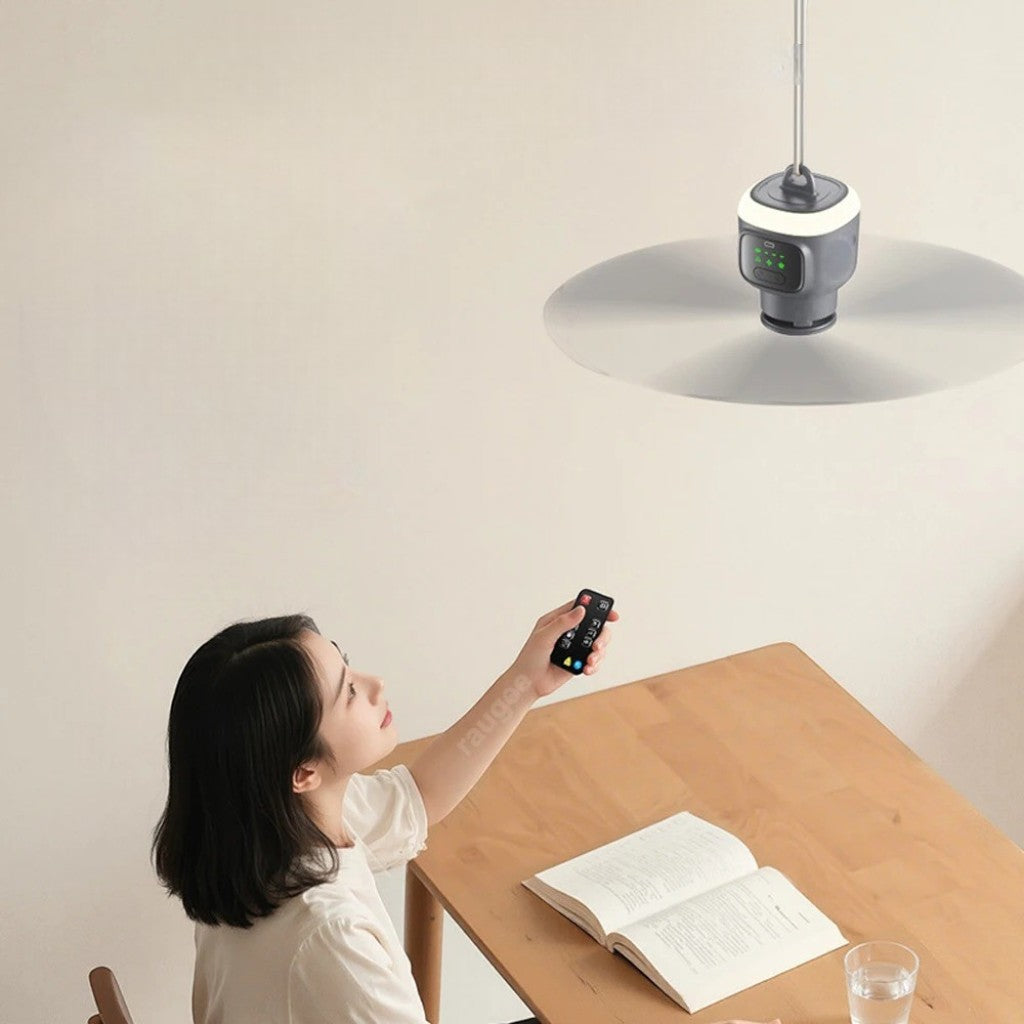 Gray Ceiling Fan With Light - Rechargeable & Portable