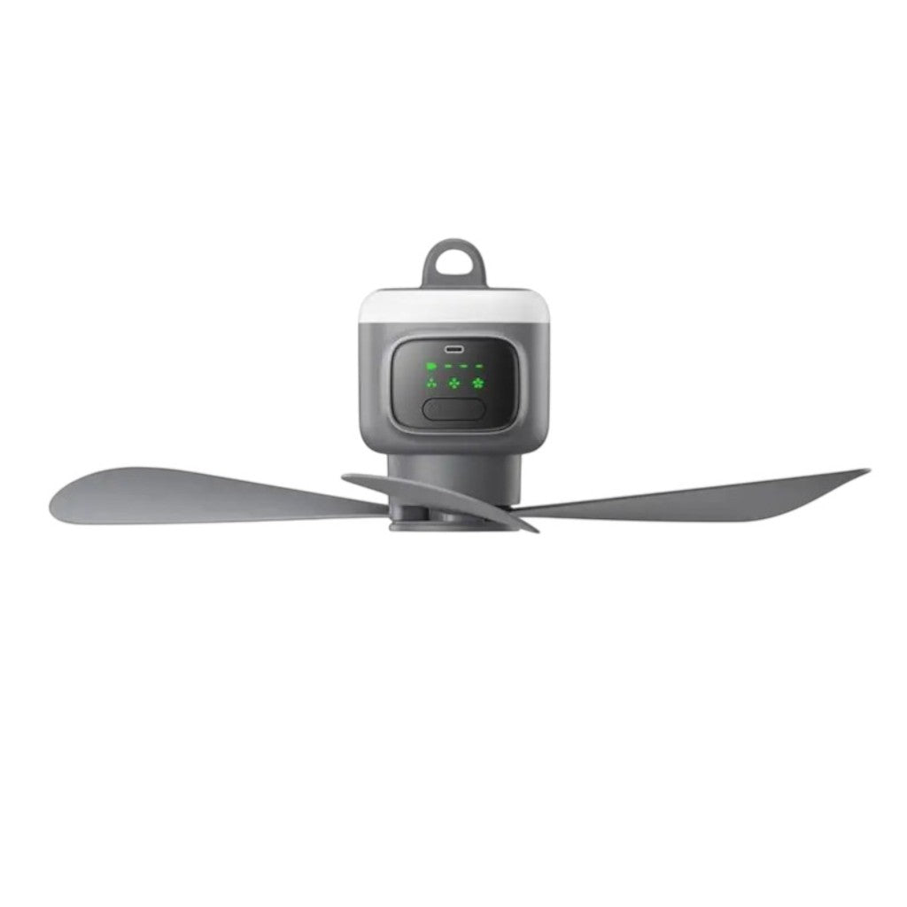 Gray Ceiling Fan With Light - Rechargeable & Portable