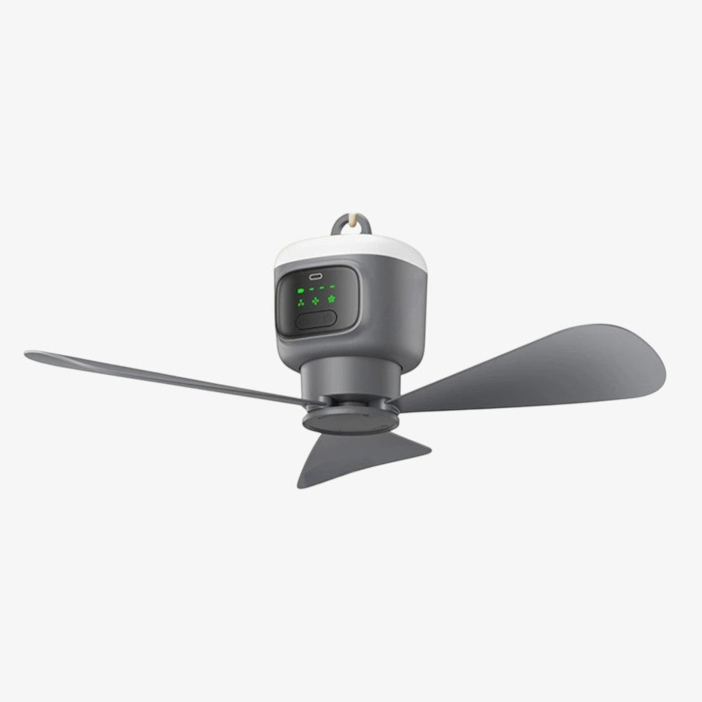 Gray Ceiling Fan With Light - Rechargeable & Portable