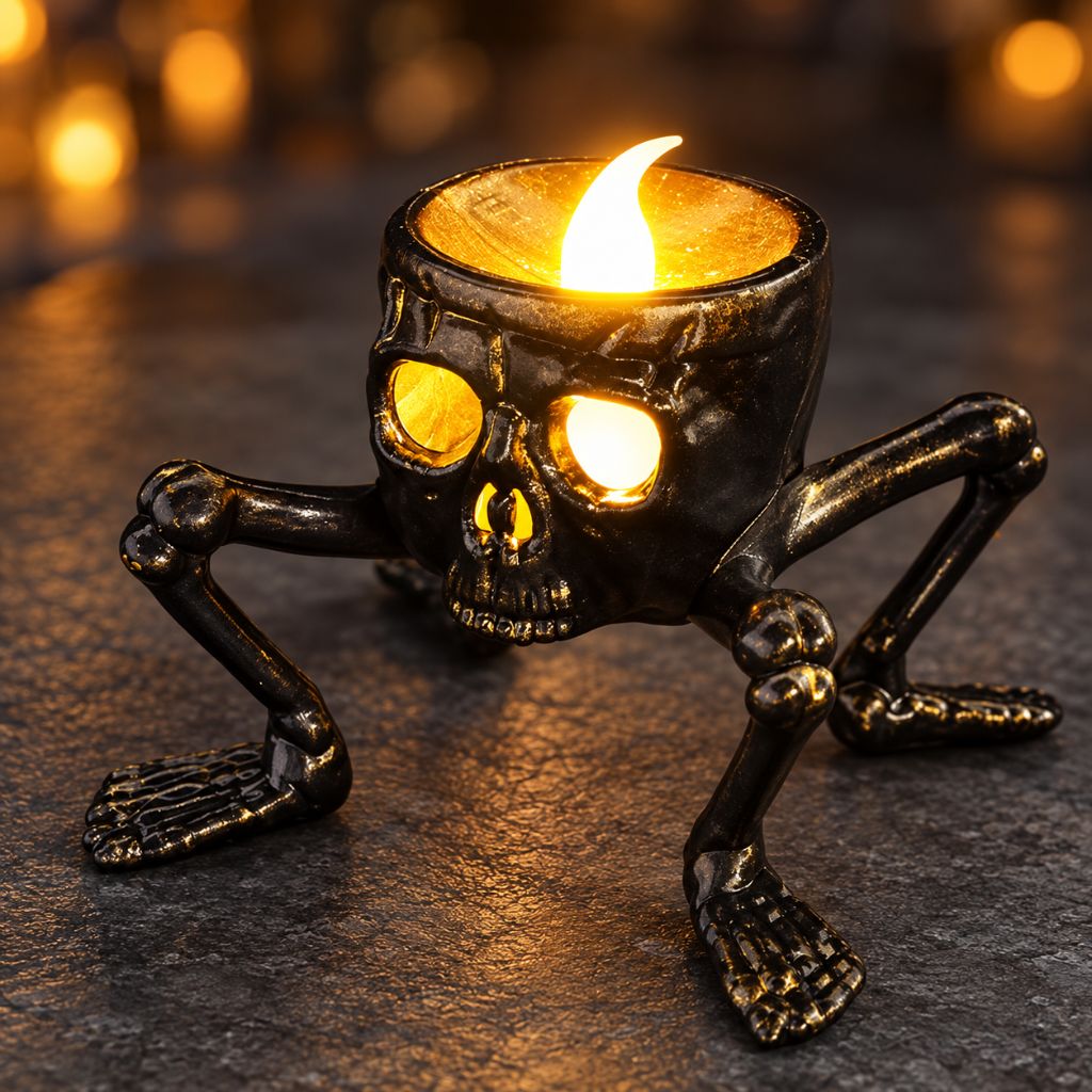 Halloween Skeleton Flameless LED Candle Table Decoration