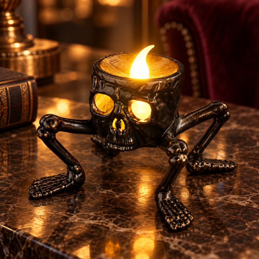 Halloween Skeleton Flameless LED Candle Table Decoration