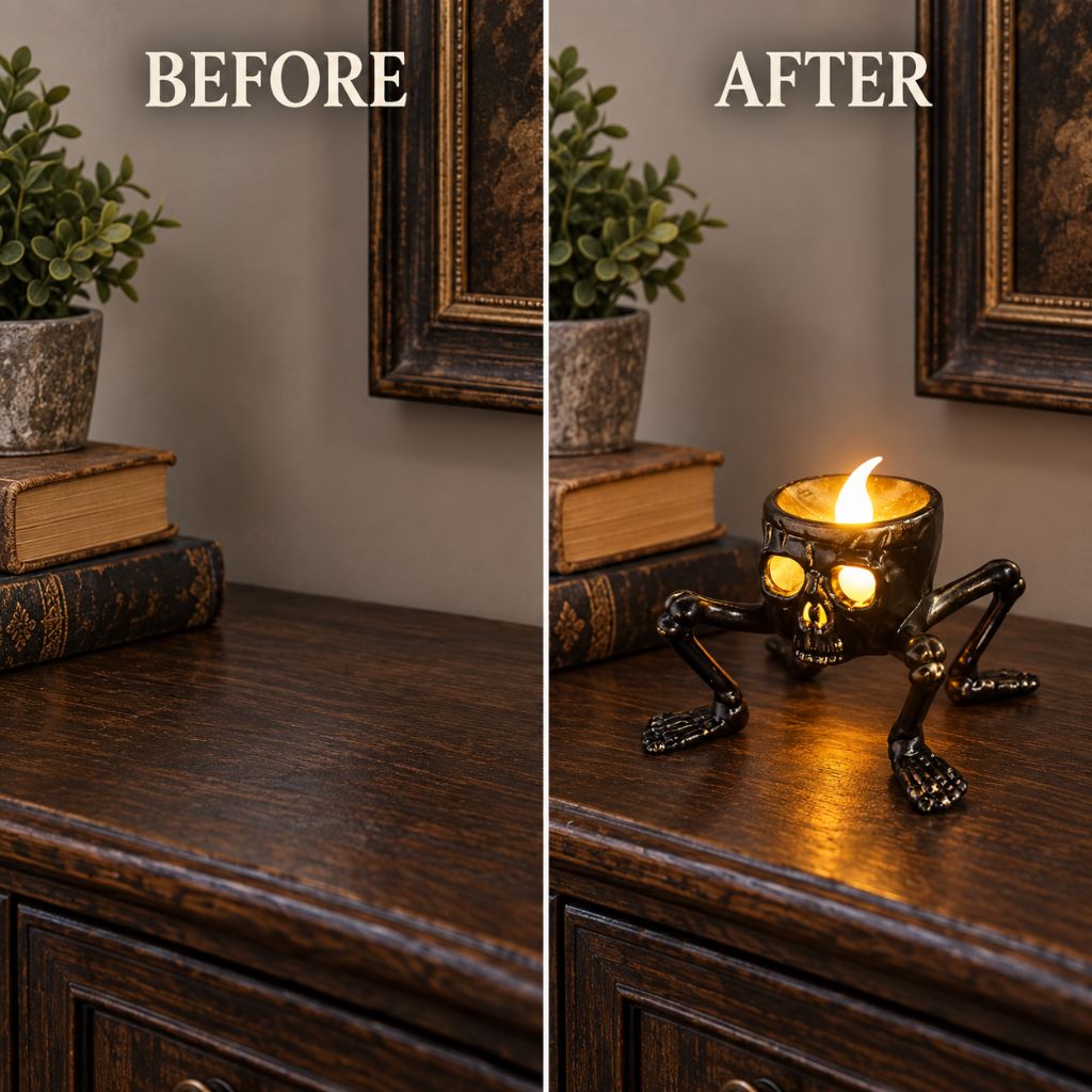 Halloween Skeleton Flameless LED Candle Table Decoration