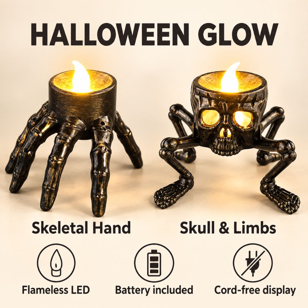 Halloween Skeleton Flameless LED Candle Table Decoration