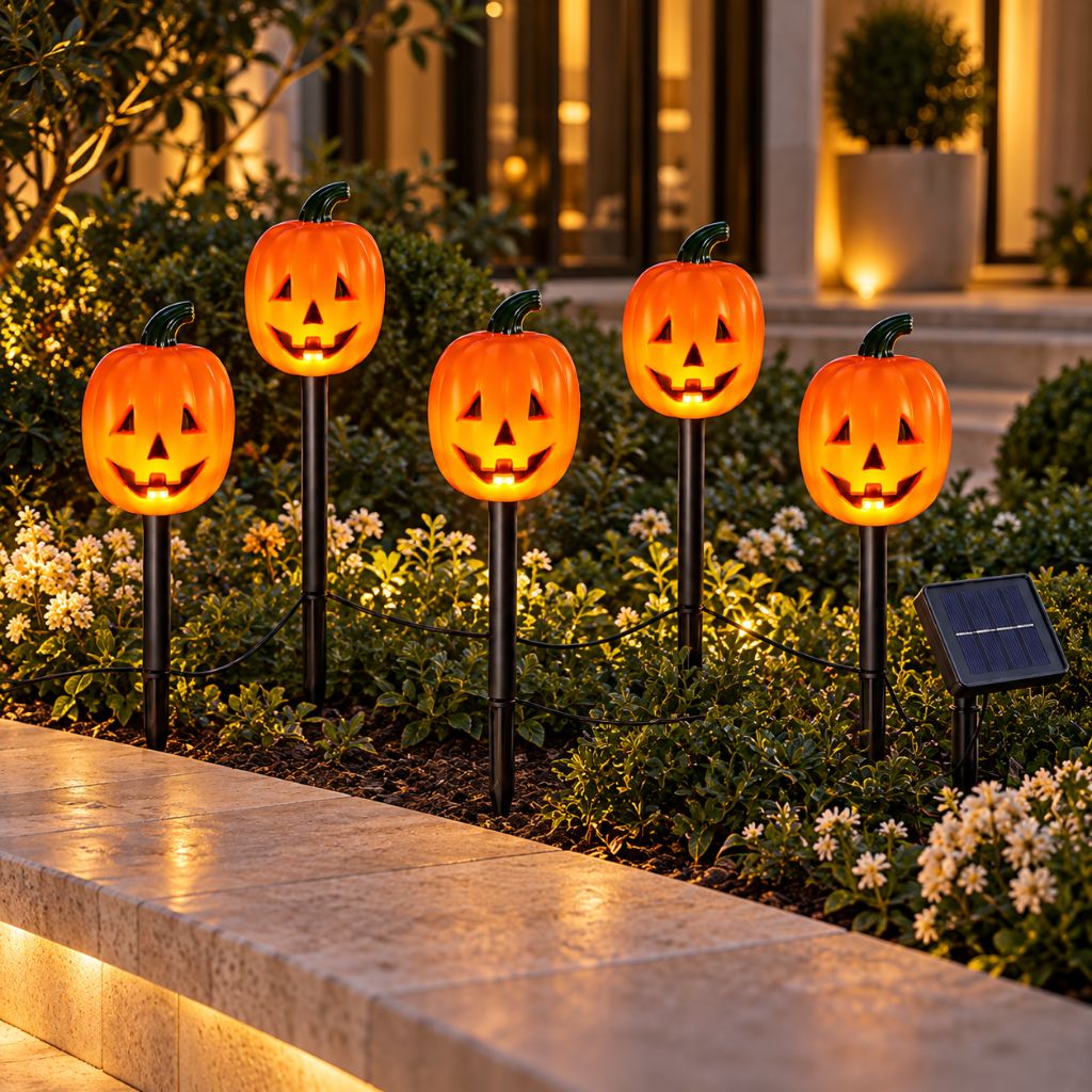 Halloween Solar Pumpkin Garden Stake Lights with 8 Modes