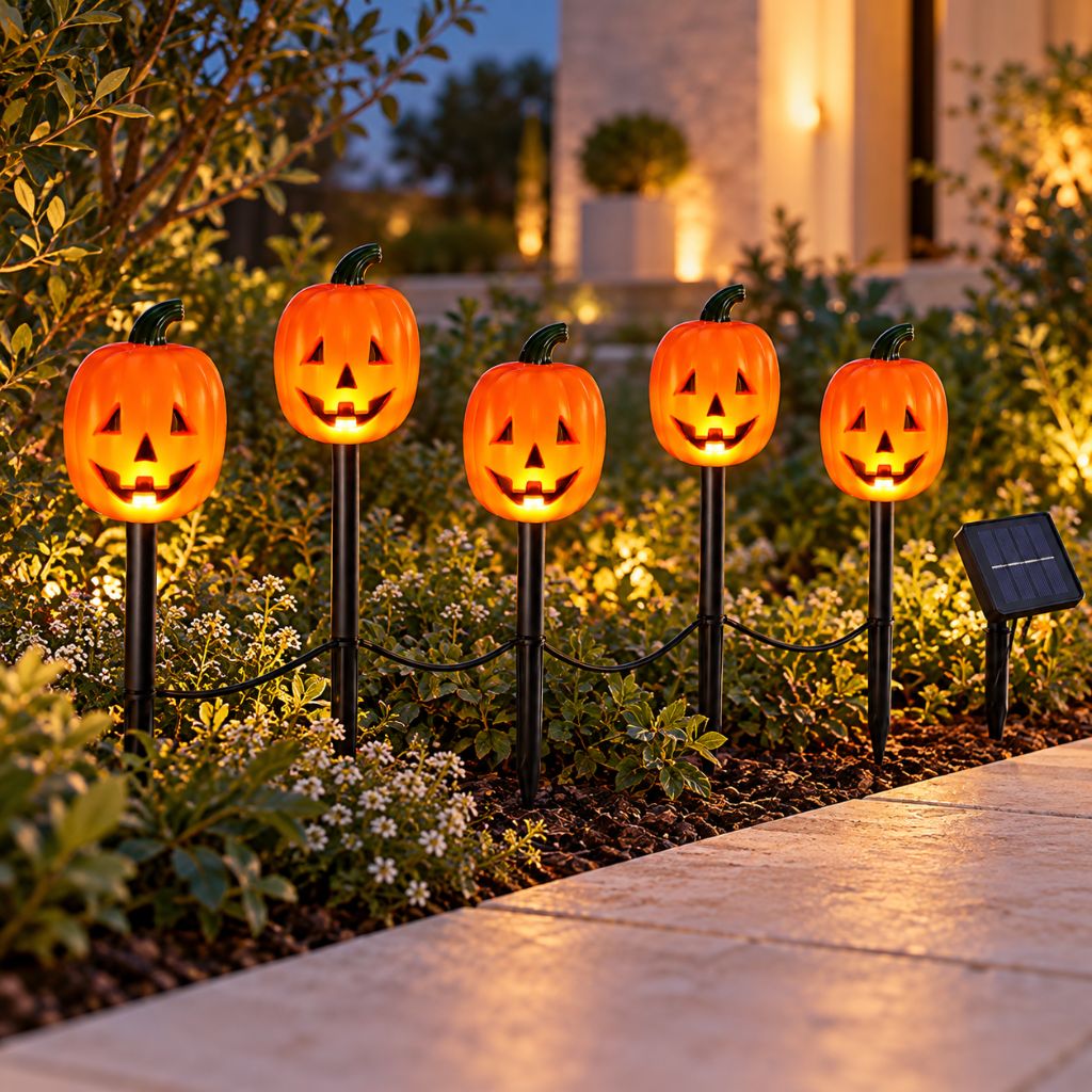 Halloween Solar Pumpkin Garden Stake Lights with 8 Modes
