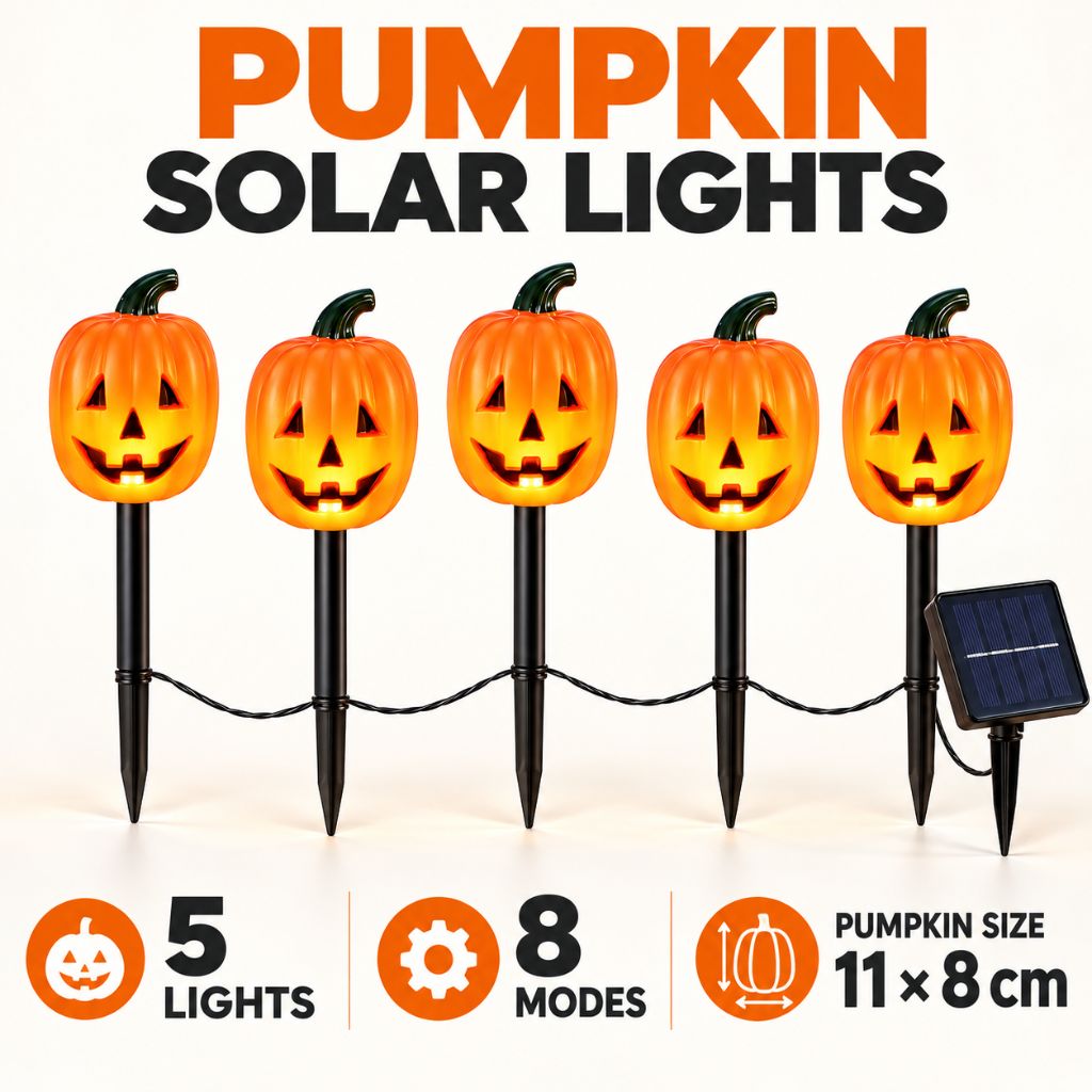 Halloween Solar Pumpkin Garden Stake Lights with 8 Modes