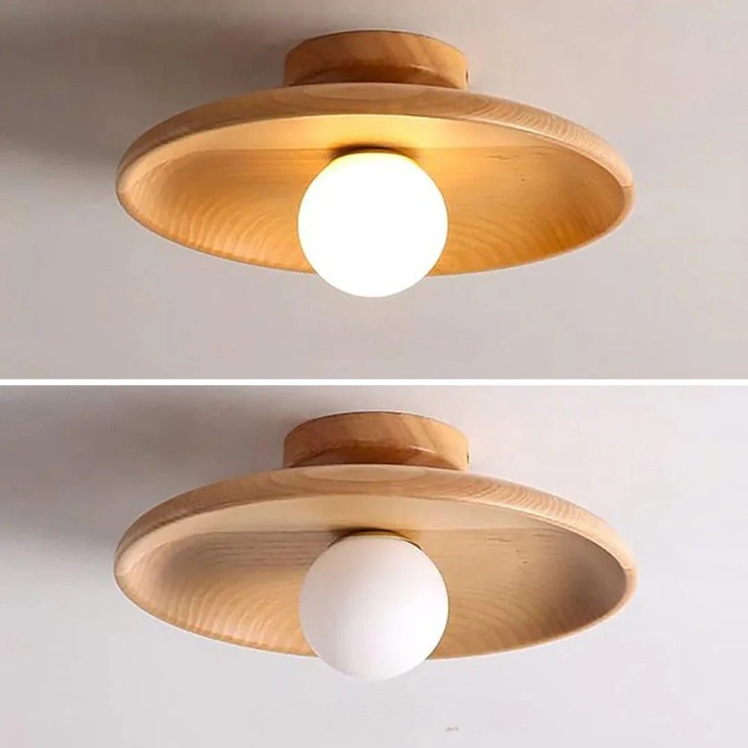 HaloWood Nordic Wood Round Ceiling Light - Lattea Global