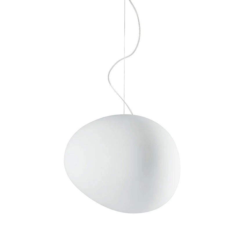 White Glass Globe Pendant Light with Adjustable Wire