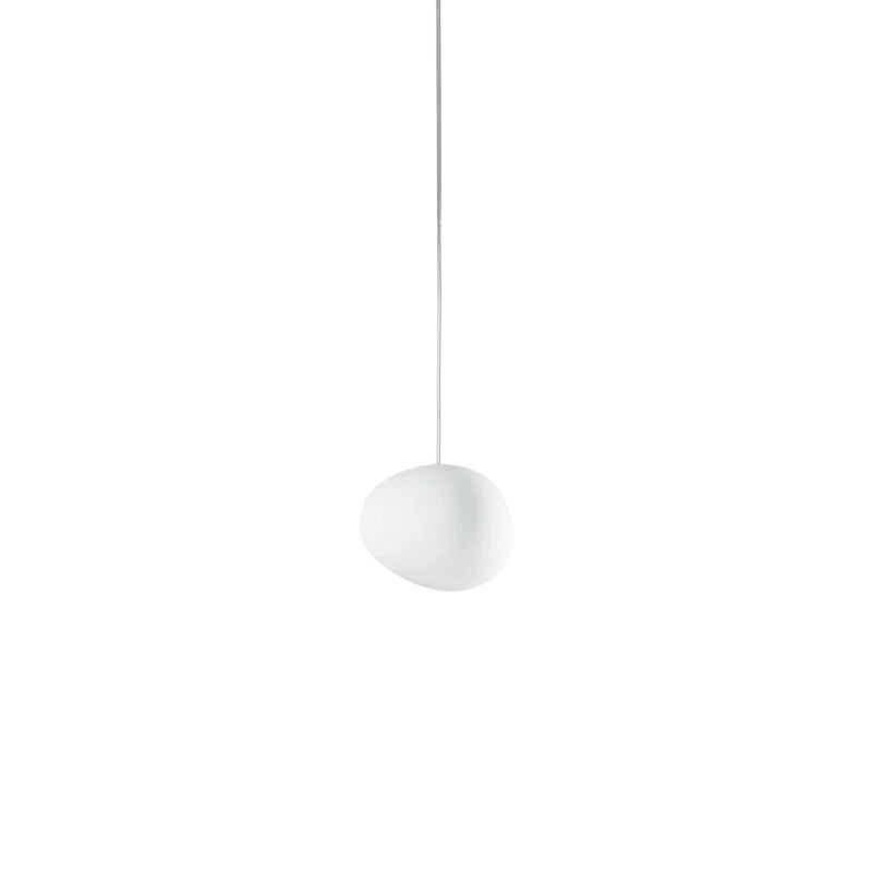 White Glass Globe Pendant Light with Adjustable Wire