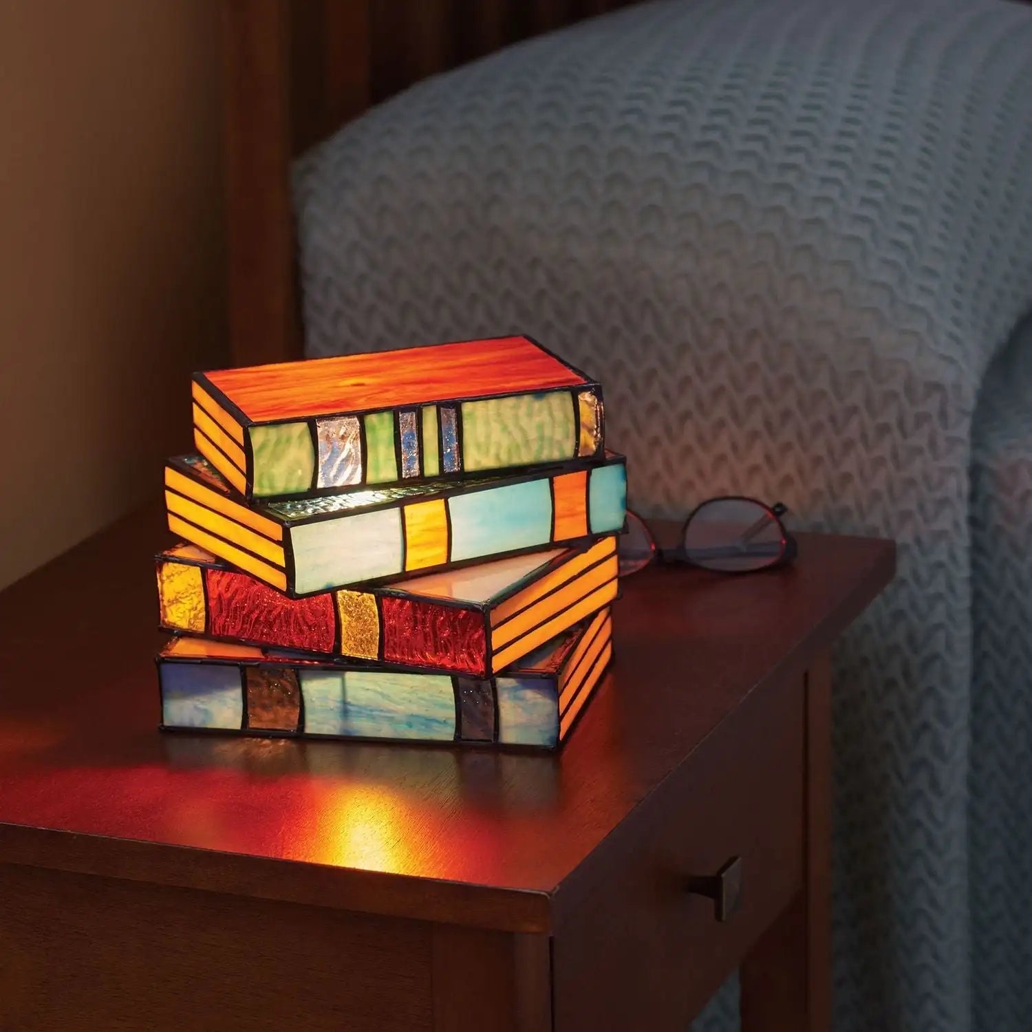 Handcrafted Stained Glass Book Lamp