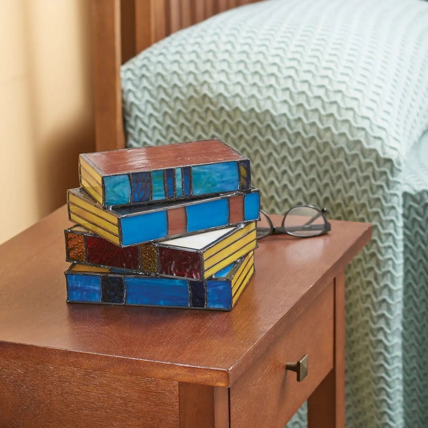 Handcrafted Stained Glass Book Lamp