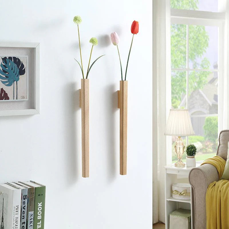 Handcrafted Rustic Wooden Spear Wall Vase