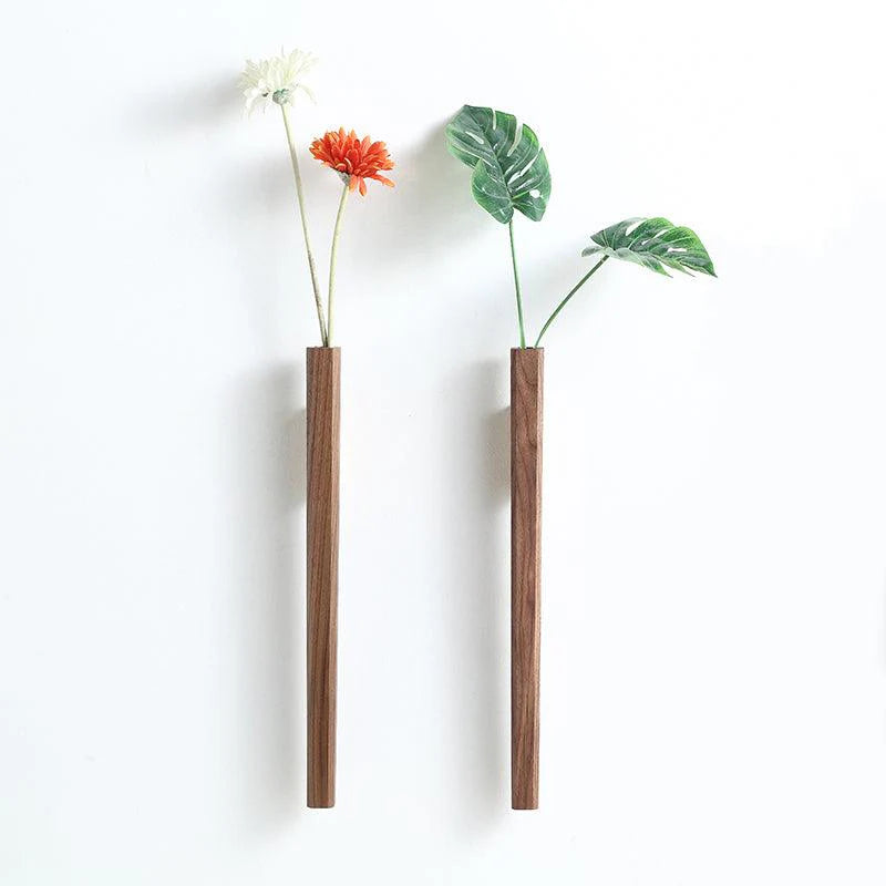 Handcrafted Rustic Wooden Spear Wall Vase