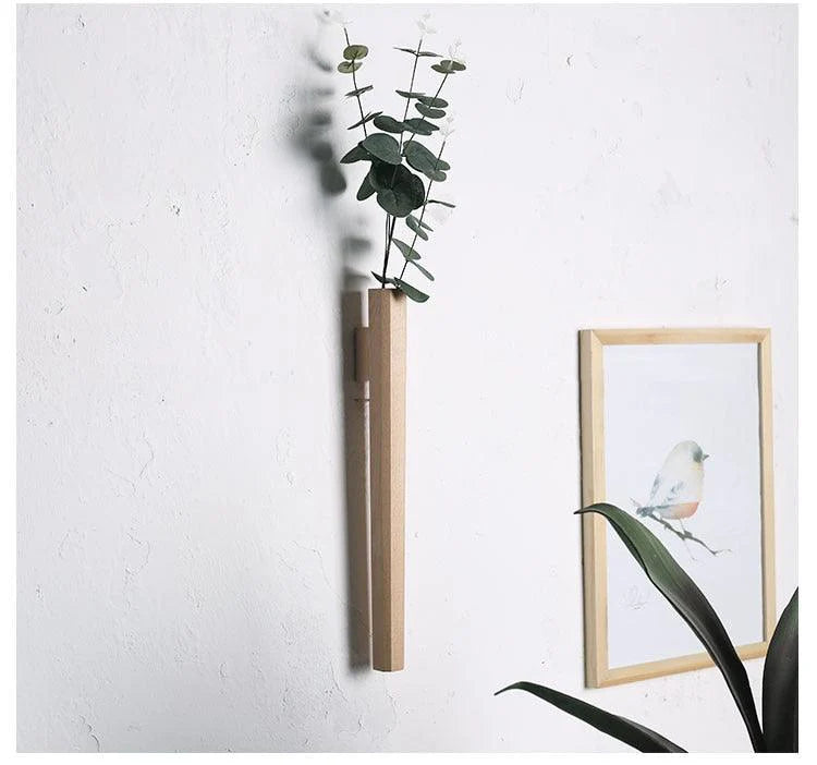 Handcrafted Rustic Wooden Spear Wall Vase