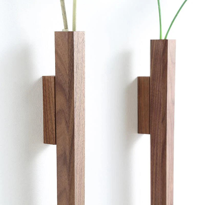 Handcrafted Rustic Wooden Spear Wall Vase