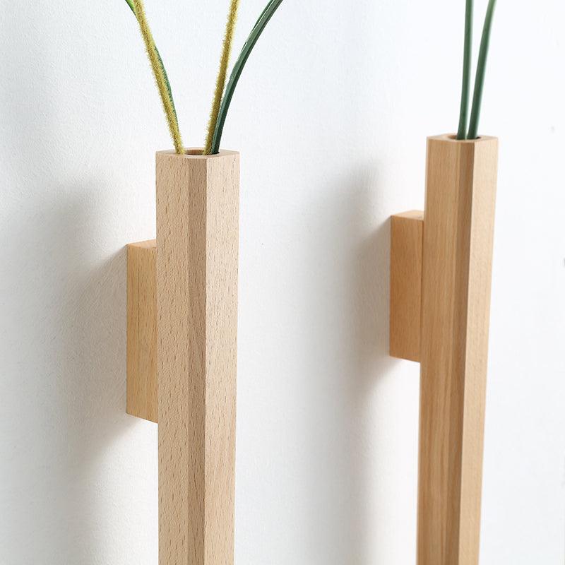 Handcrafted Rustic Wooden Spear Wall Vase