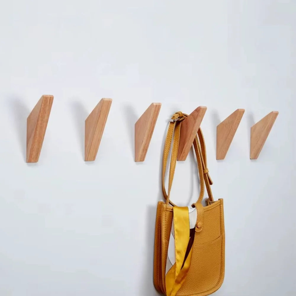 Handmade wooden wall hooks - set of 4 boho natural wood - view 7