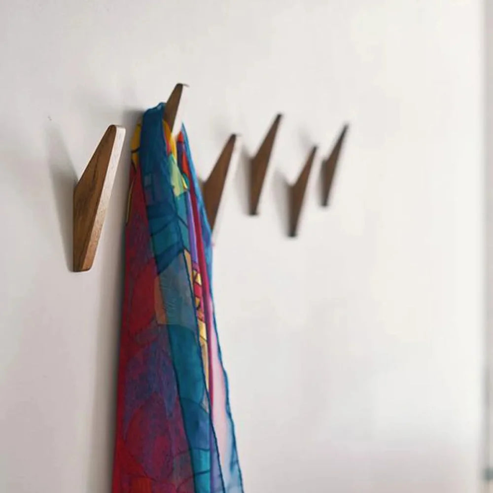 Handmade wooden wall hooks - set of 4 boho natural wood - view 10
